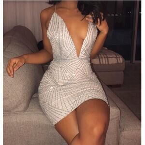 Meshki Kayda Mini Dress Size Small Open Back SparkleCocktail Party Dress